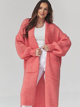 Kardigan Makadamia  Tento dlhý dámsky sveter je ideálne spojenie pohodlia, módného vzhľadu a funkčnosti. Model vo forme oversized kardigánu sa skvele ho