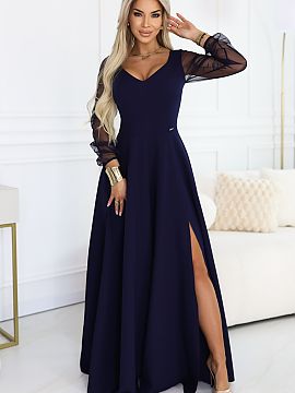 dlhé šaty Numoco  Táto výnimočná tmavomodrá maxi šaty značky Numoco sú kombináciou klasického elegancie a moderného spracovania, ktoré priťahuje 