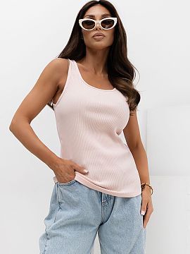 Top Rue Paris  Dámsky top na ramienkach je univerzálnou ponukou v štýle casual, ideálny pre každodenné outfity. Model s bežnou dĺžkou a okrúhlym