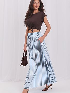 Sukňa Italy Moda  Elegantná midi sukňa s vysokým pásom je skvelou voľbou na každý deň aj do práce. Model vyrobený z príjemnej bavlny s prídavkom e