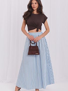 Sukňa Italy Moda  Elegantná midi sukňa s vysokým pásom je skvelou voľbou na každý deň aj do práce. Model vyrobený z príjemnej bavlny s prídavkom e