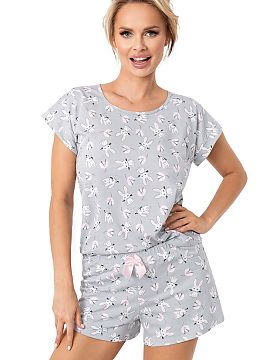 Pyžamo Donna  Bavlnená dámska pyžama Bunny Short v sivej farbe je ľahký a pohodlný set navrhnutý s ohľadom na teplejšie noci a relax v domácom �