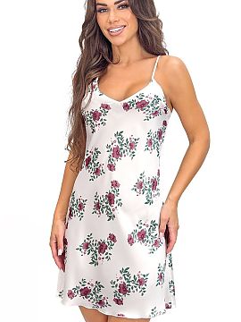 Nočná košeľa Donna  Košeľa z ženského saténu Julia s kvetinovým vzorom je elegantnou a romantickou ponukou, ktorá kombinuje decentný vzhľad s vysokým 