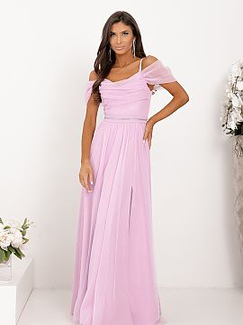Dlhé šaty With You  Ľanové večerné šaty s rozrezom a odhalenými ramenami sú kvintenciou elegancie a ženskosti. Vyrobené z ľahkého, voľného materiá