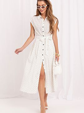 Šaty na deň Italy Moda  Dámske letné šaty typu sako, ktoré očarujú nadčasovým vzorom v guľôčkach a elegantným, ale zároveň voľným charakterom. Vyrob