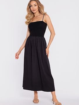Šaty na deň Moe  Elegantné maxi šaty sú kombináciou pohodlia a moderného dizajnu. Tento model sa vyznačuje kontrastnou konštrukciou, priliehavý vrch 