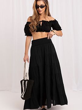 Dlhá sukňa Italy Moda  Vrstevnatá maxi sukňa v boho štýle je ľahký a ženský návrh na každodenné nosenie a menej formálne príležitosti. Vyrobená z hl