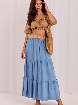 Dlhá sukňa Italy Moda  Levá sukňa Tiered je ideálnou voľbou pre milovníčky boho štýlu a pohodlných, ženských štýlov. Maxi dĺžka a hladký strih robi