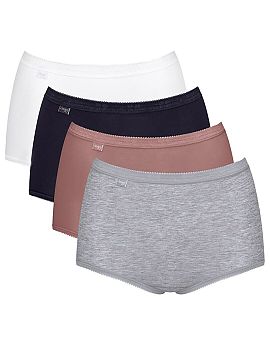 Sada Sloggi  Dámske figové nohavičky Basic+ Maxi 10103326-V016 v praktickom 4-balete sú nadčasovým modelom, ktorý kombinuje pohodlie, odolnosť a 