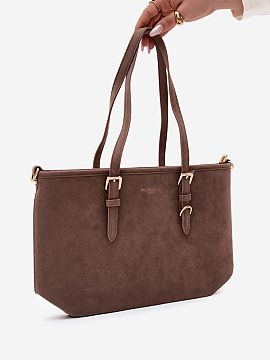 Kabelka na deň Step in style  Kabelka typu shopperka vyrobená zo syntetického semišu je spojením klasického štýlu a funkčnosti. Priestranný strih robí z modelu 