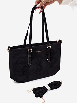 Kabelka na deň Step in style  Kabelka typu shopper vyrobená z imitácie semišu je kombináciou klasického štýlu a funkčnosti. Priestranný strih robí model ideáln