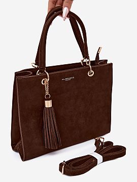 Kabelka na deň Step in style  Dámska kabelka typu kufor vyrobená z imitácie semišu je elegantný doplnok, ktorý skvele doplní každodenné aj elegantné outfity. Kl