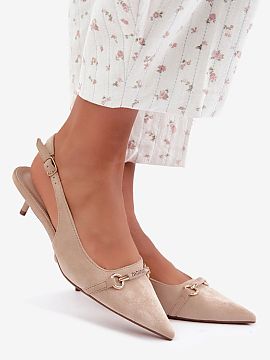 Lodičky na ihličkách Step in style  Dámske topánky zo syntetického semišu sú ženským modelom, ktorý kombinuje elegantný vzhľad s pohodlnosťou počas nosenia. Odkryt�