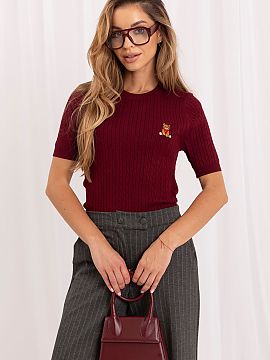 Sveter s krátkym rukávom Italy Moda  Sveter s vyšívaným medveďom je roztomilý a univerzálny návrh, ktorý sa skvele hodí do každodenných štýlových kombinácií aj d