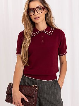 Sveter s krátkym rukávom Italy Moda  Dámsky sveter s golierom v štýle polo je neformálnou a univerzálnou ponukou, ktorá sa skvele hodí nielen na každodenné nosenie, ale