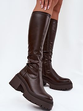 Čižmy Step in style  Topánky pre ženy vyrobené z vysokej kvality eko kože, vyzerajú elegantne a odolne, a masívny blokový podpätok spolu s platformou zab