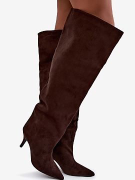 Čižmy na vysokom opätku Step in style  Štýlové dámske kozačky vyrobené z mäkkého ekokože sú skvelou voľbou na chladnejšie dni. Voľný horný lem jemne klesá a zvrás