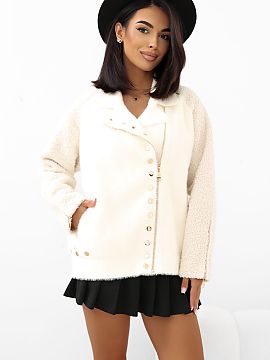 Bunda Factory Price  Bunda pre dámy z tkaniny boucle je štýlovým návrhom na prechodné obdobie jesenného a jarneho sezóny. Model je vyrobený z materiálu