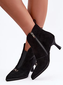 Topánky na opätku Step in style  Topánky pre ženy typu čižmy vyrobené z prírodného zamsu sú štýlový a pohodlný model na chladnejšie dni. Štýlový strih umož�
