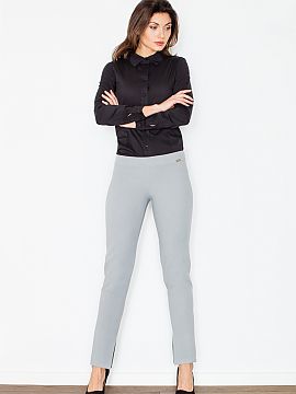 Dámske nohavice Figl  Dámske nohavice rovného strihu. Nohavice s bočným zipsom. V spodnej časti nôh s rozparky. <Zloženie: 30% viskóza, 66% polyester, 4% 