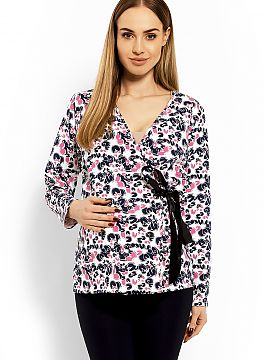 Tehotenská blúzka PeeKaBoo  Blúzka s obálkovým výstrihom. Blúzka s nastaviteľným viazaním. Môže sa nosiť aj po tehotenstve. Mäkká tkaná látka.