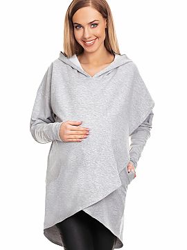 Tehotenská bluza PeeKaBoo  Mikina s kapucňou a bočnými vreckami. Tehotenská mikina s dlhými rukávmi. Dvojvrstvové prekrývanie na pohodlné kŕmenie. Priestor p