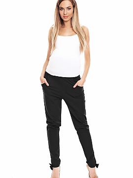 Tehotenské nohavice PeeKaBoo  Voľné tehotenské tepláky. Nohy zdobené mašľami.
 Zloženie:  .
 Nohy: 95% bavlna, 5% elastan .