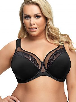 Soft Gorsenia Lingerie  Elegantná čierna mäkká podprsenka s kosticami. Vhodné pre stredné a väčšie prsia. Veľmi pekne zdobí dekolt, najmä vďaka jemnej 