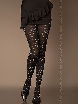 Pančuchové nohavice Livia Corsetti Fashion  Novinka! Štýlové pančuchy na zimný styling, čierne, s malými, jasnými, očarujúcimi hviezdičkami. Hrúbka 80 DEN vám poskytne tep
