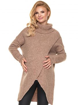 Tehotenský sveter PeeKaBoo  Mäkká a nadýchaná vlnená bunda. Mäkká a nadýchaná s prídavkom vlny. Asymetrický strih, preložená predná časť. Chlpatý svete