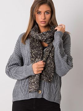 Šál AT  Šál s kovovou niťou v čiernej farbe. 
 Rozmery: približne 200 x 33 cm