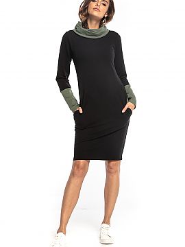 Šaty na deň   Tessita  Priliehavé šaty z príjemného na dotyk teplákového úpletu s komínom, dlhými rukávmi a vreckami v bedrovom šve. Vrecká, rolák a m