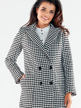 Kabát awama  Elegantný dvojradový kabát s veľkými čiernymi gombíkmi. Ideálne na mnohé príležitosti. Kabát je celý podšitý.